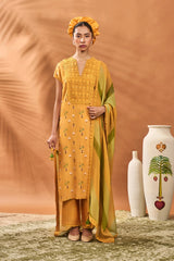Yellow Spades Blossom Kurta Set