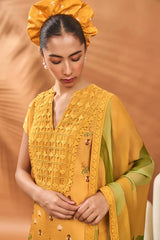 Yellow Spades Blossom Kurta Set