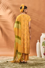 Yellow Spades Blossom Kurta Set