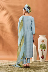 Powder Blue Spades Blossom Kurta Set