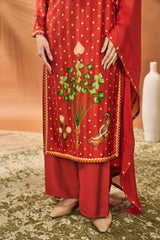 RUST STRIPED ALL FOURS KURTA SET