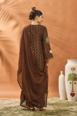 BROWN STRIPED ALL FOURS KURTA SET