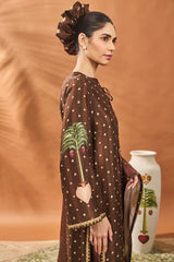 BROWN STRIPED ALL FOURS KURTA SET