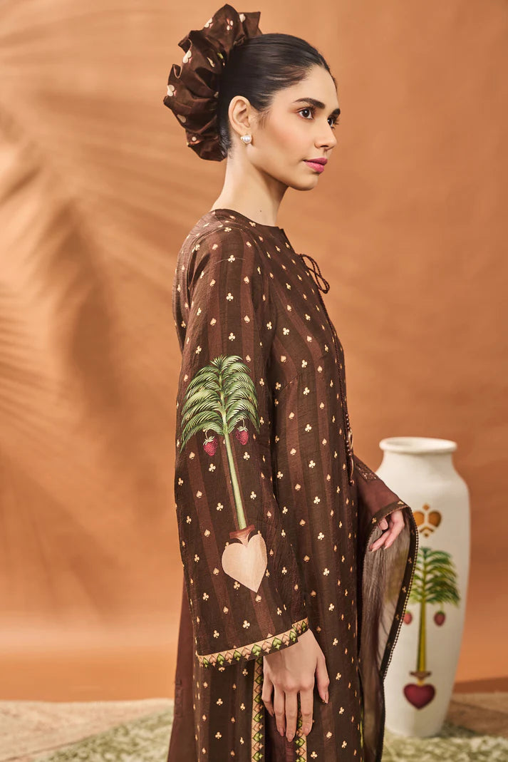 BROWN STRIPED ALL FOURS KURTA SET