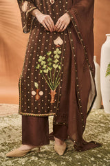 BROWN STRIPED ALL FOURS KURTA SET