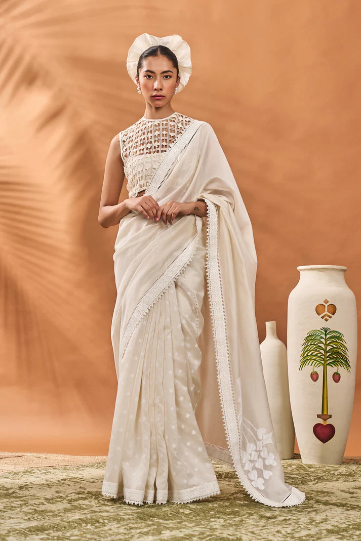 IVORY ALL FOURS SAREE