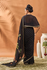 BLACK STRIPED ALL FOURS SAREE