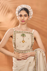 IVORY TREE OF HEARTS SAREE