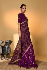 Purple Moonfield Zari Stripes Saree