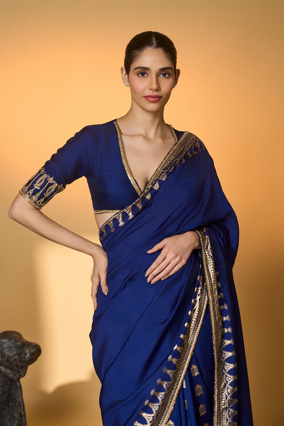 Navy Blue Amber Arches Saree