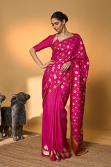 Rani Pink Chand Phool Saree