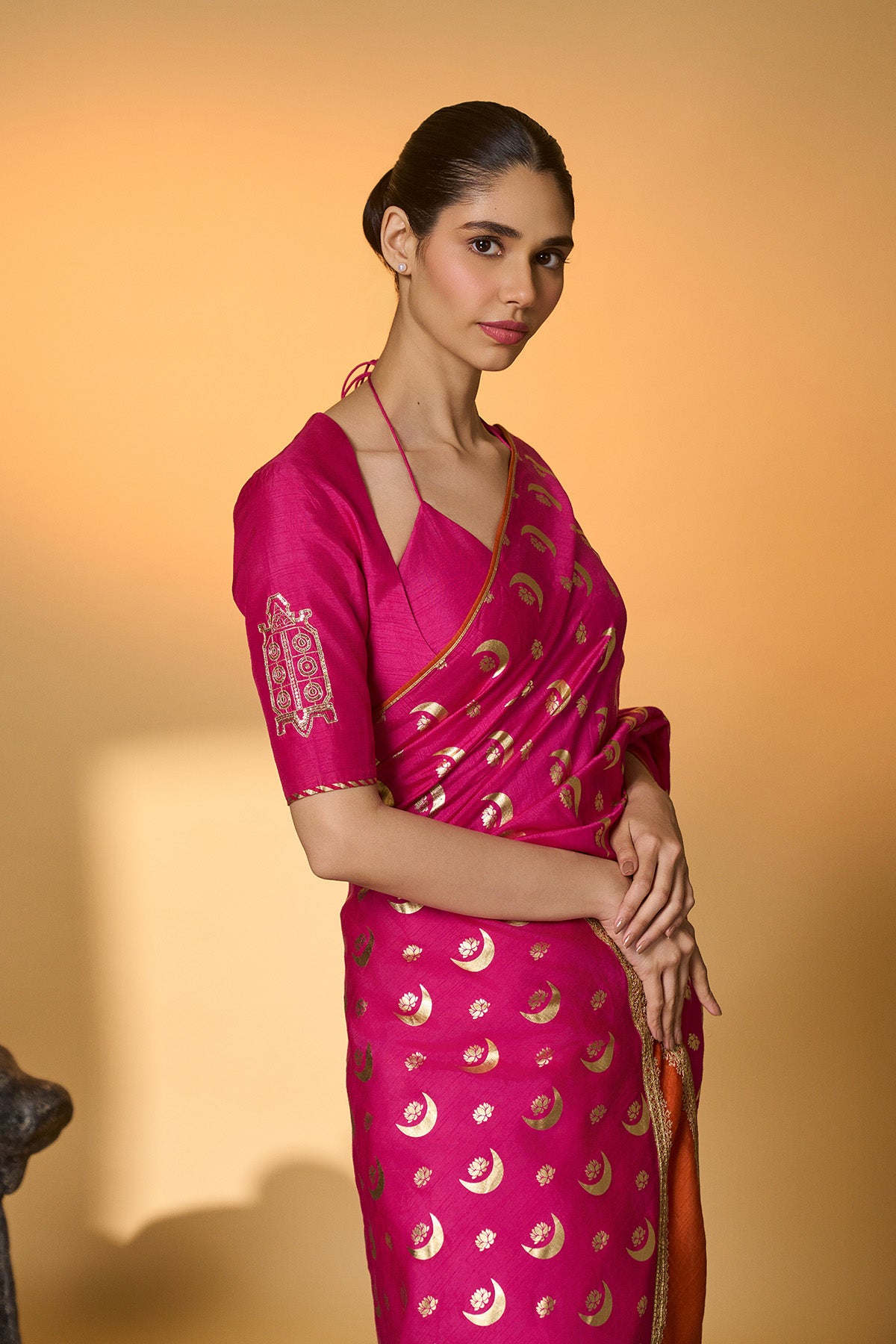Rani Pink Chand Phool Saree