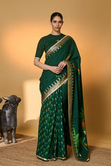 Green Trpoical Amber Arches Saree