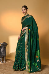 Green Trpoical Amber Arches Saree