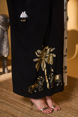 Black & White Tropical Nandi Kaftan