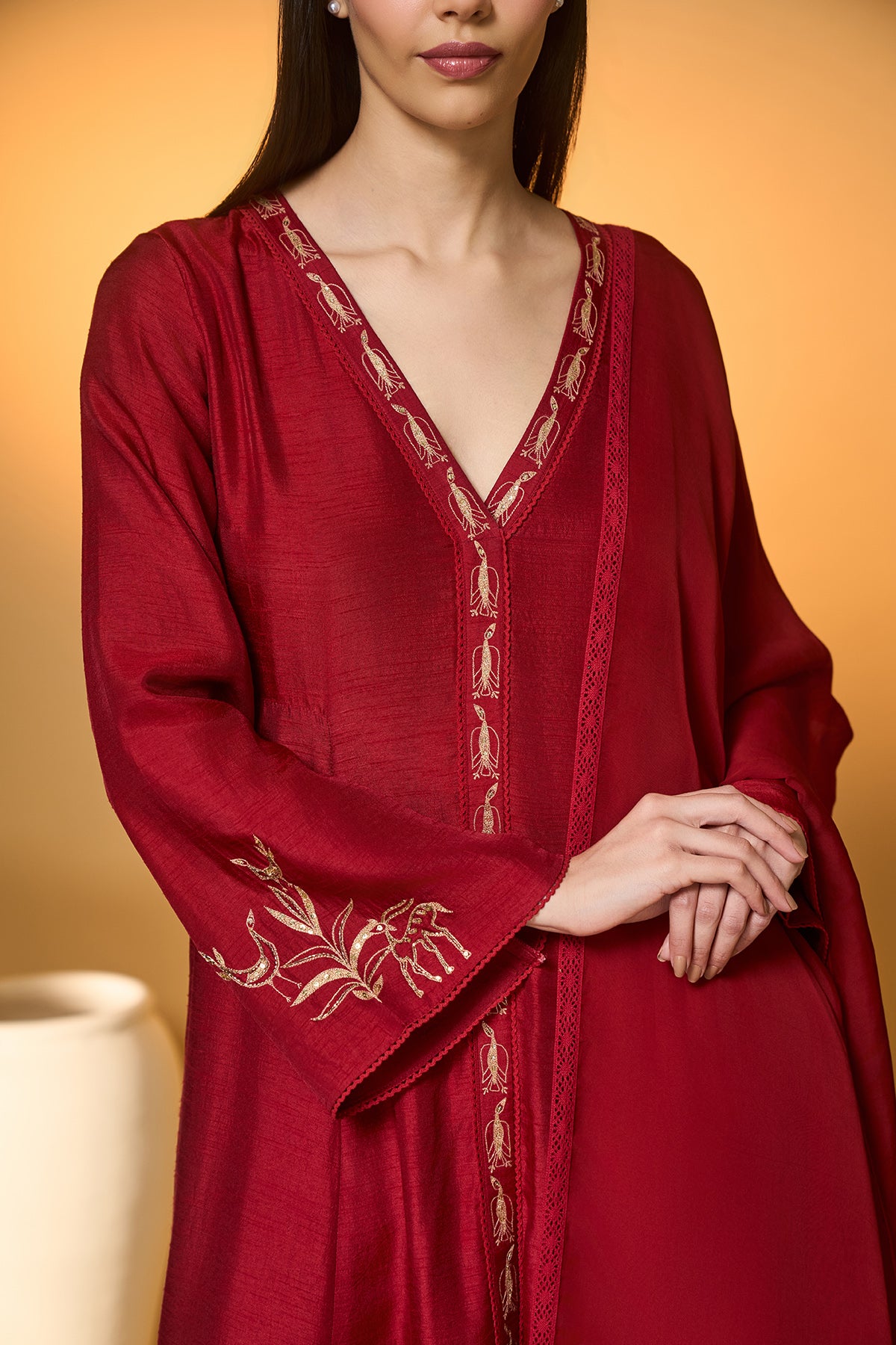 Red Deer Totem Kurta Set