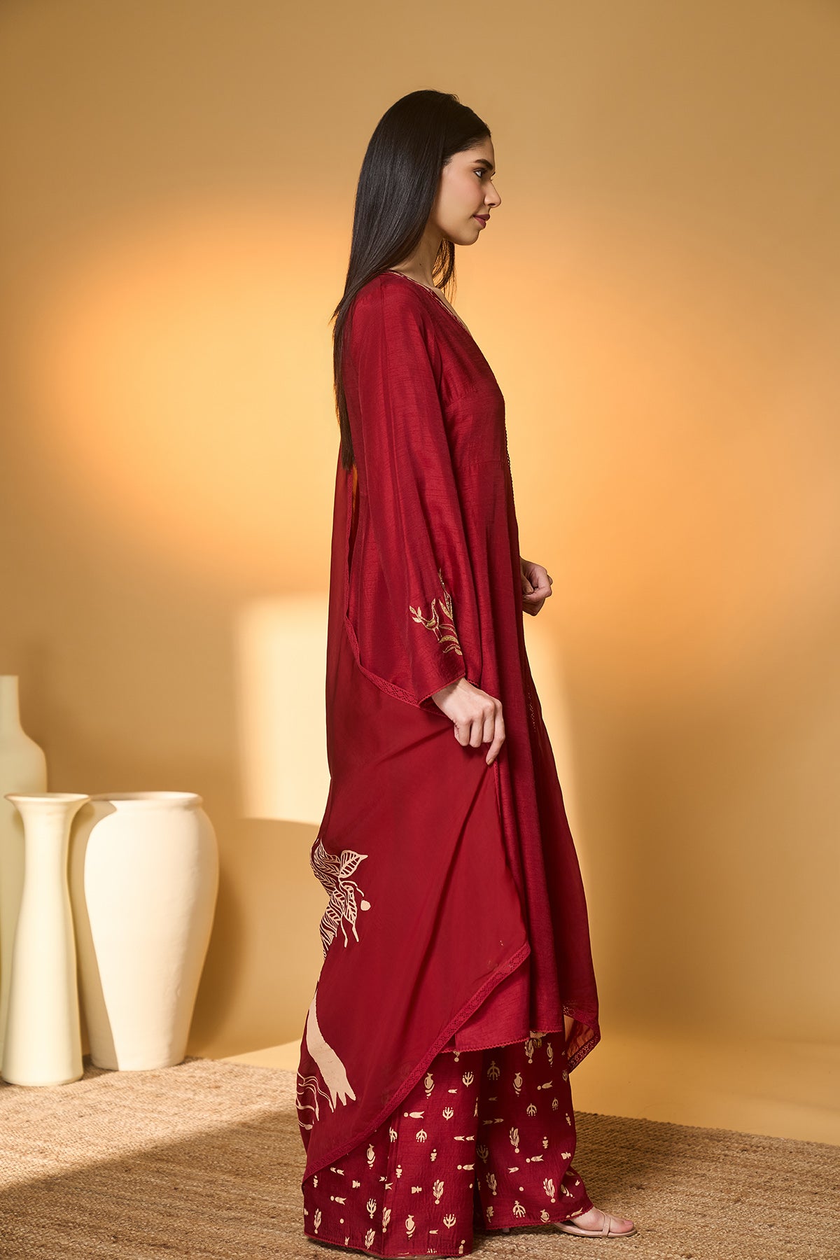 Red Deer Totem Kurta Set