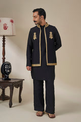 Black 'Khushboo Khwaab' Bandi Set
