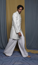 Ecru all over emb sherwani