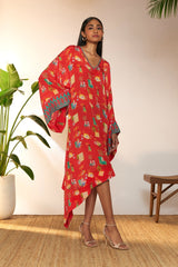 Red Jam & Toast Asymmetrical Kaftan