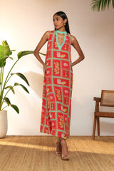 Red Checkmate Maxi Dress
