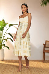 Ivory Open Door Foil Backless Dress