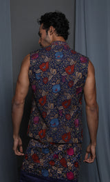 Navy all over emb open Jacket