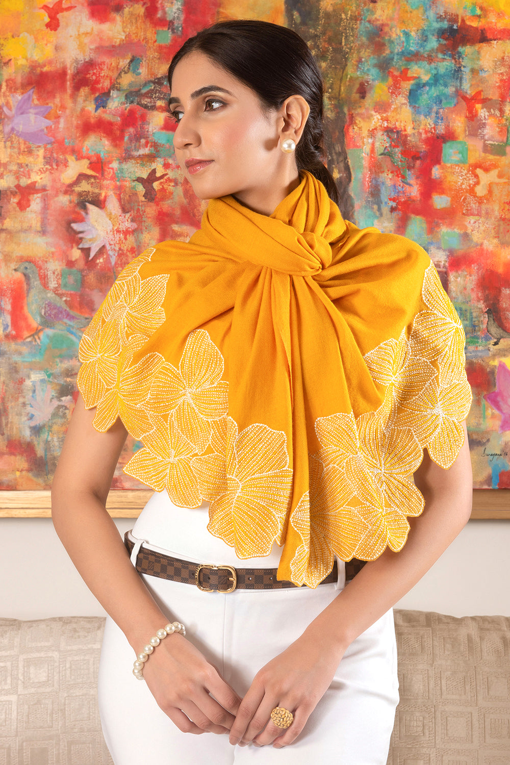 Magnificent Blooms | Embroidered Wool Silk Stole