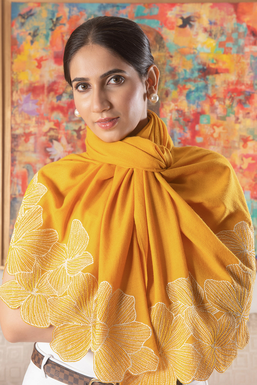 Magnificent Blooms | Embroidered Wool Silk Stole
