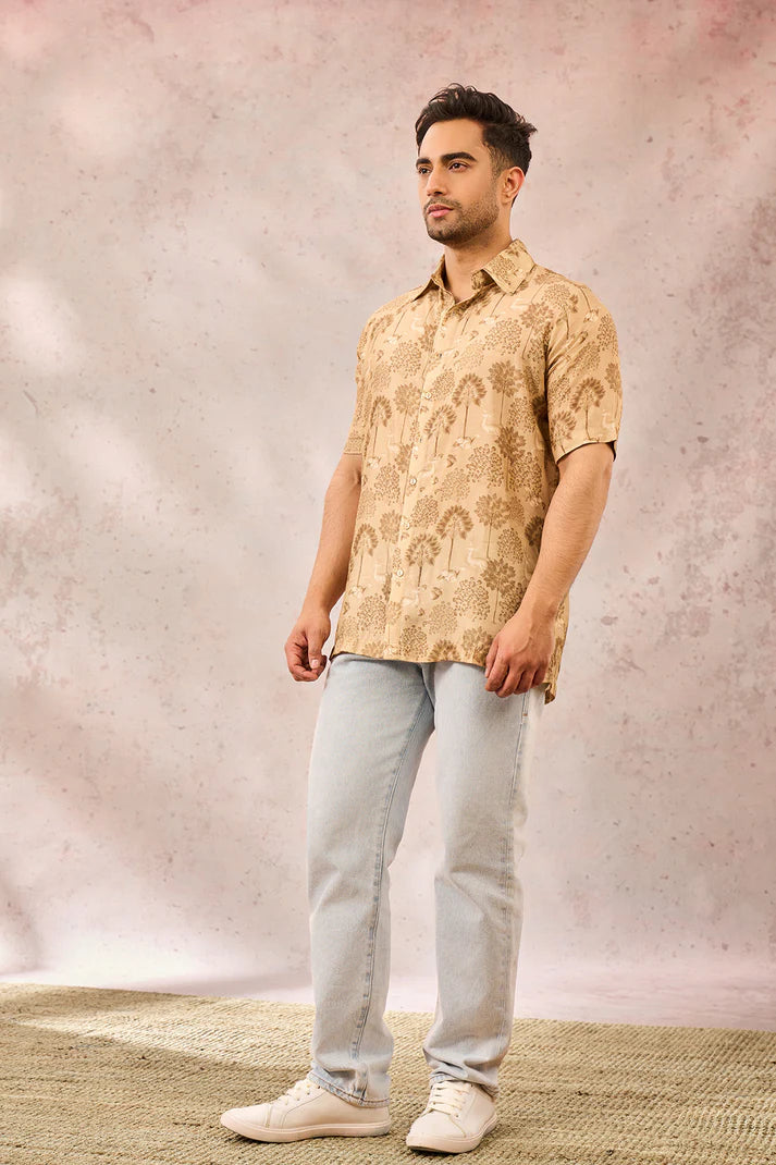 BEIGE MIDNIGHT MAZE SHIRT