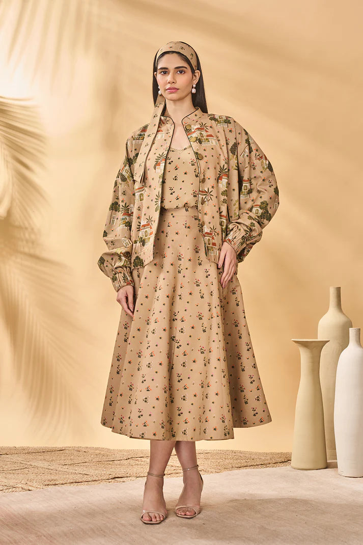 Beige Miniature Dreams Bomber Jacket Set 2