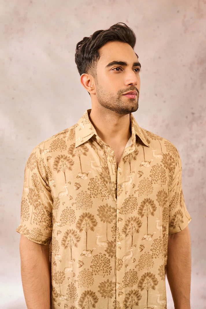 BEIGE MIDNIGHT MAZE SHIRT