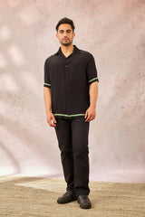BLACK TROPICAL PRINT SHIRT