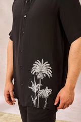 BLACK PALM TREE PRINT SHIRT