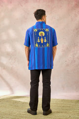 BLUE PALM STRIPES SHIRT