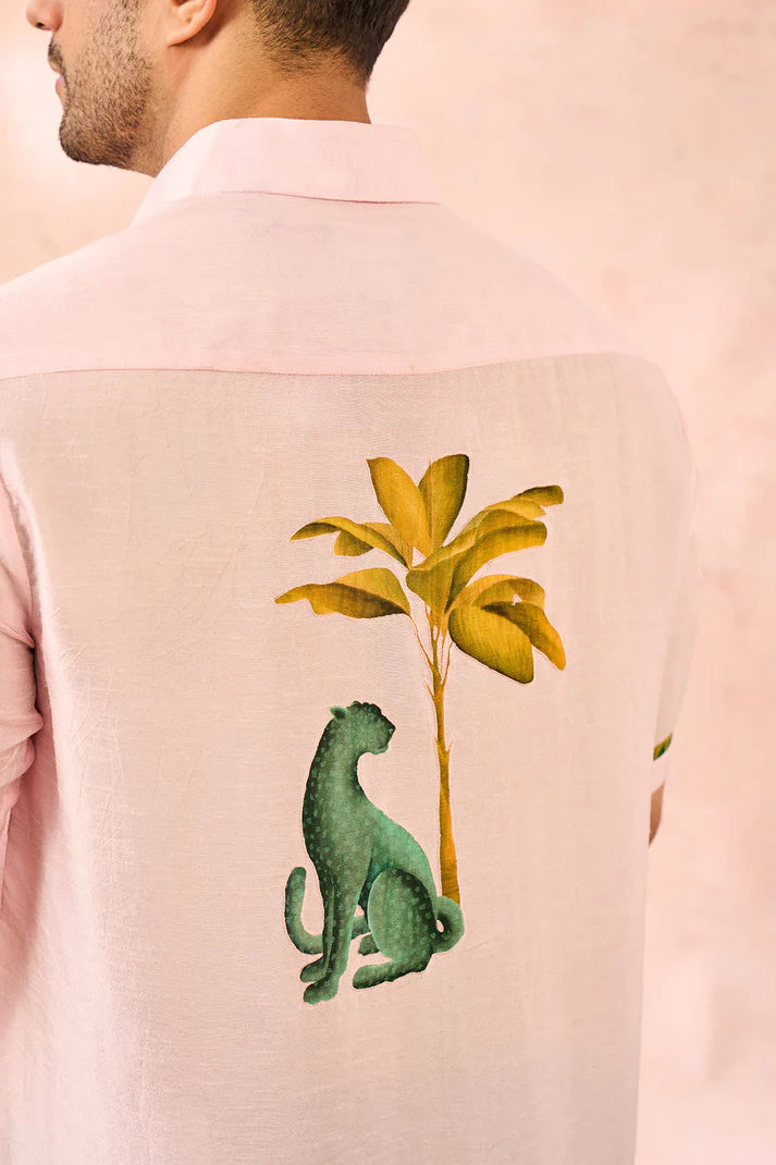 BABY PINK LEOPARD PRINT SHIRT
