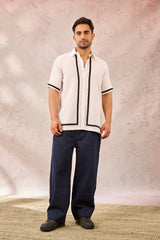 WHITE MONOTONE TROPICAL SHIRT