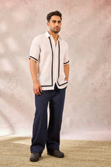 WHITE MONOTONE TROPICAL SHIRT