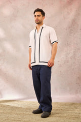 WHITE MONOTONE TROPICAL SHIRT