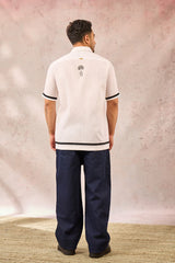 WHITE MONOTONE TROPICAL SHIRT