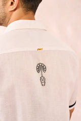 WHITE MONOTONE TROPICAL SHIRT