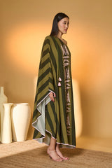 Green Totem Pod One Shoulder Kaftan