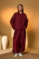 Maroon Pine-Code Co-Ord Set