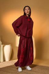 Maroon Pine-Code Co-Ord Set