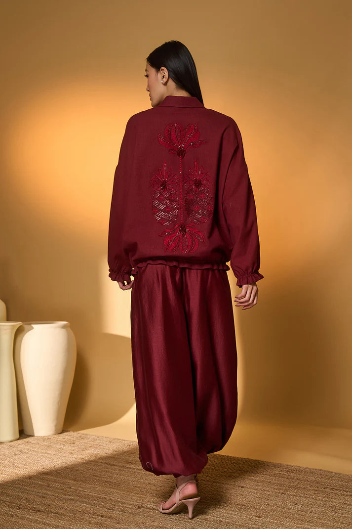 Maroon Pine-Code Co-Ord Set