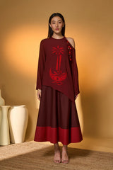 Maroon Lunar Lagoon Skirt Set