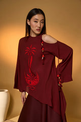 Maroon Lunar Lagoon Skirt Set
