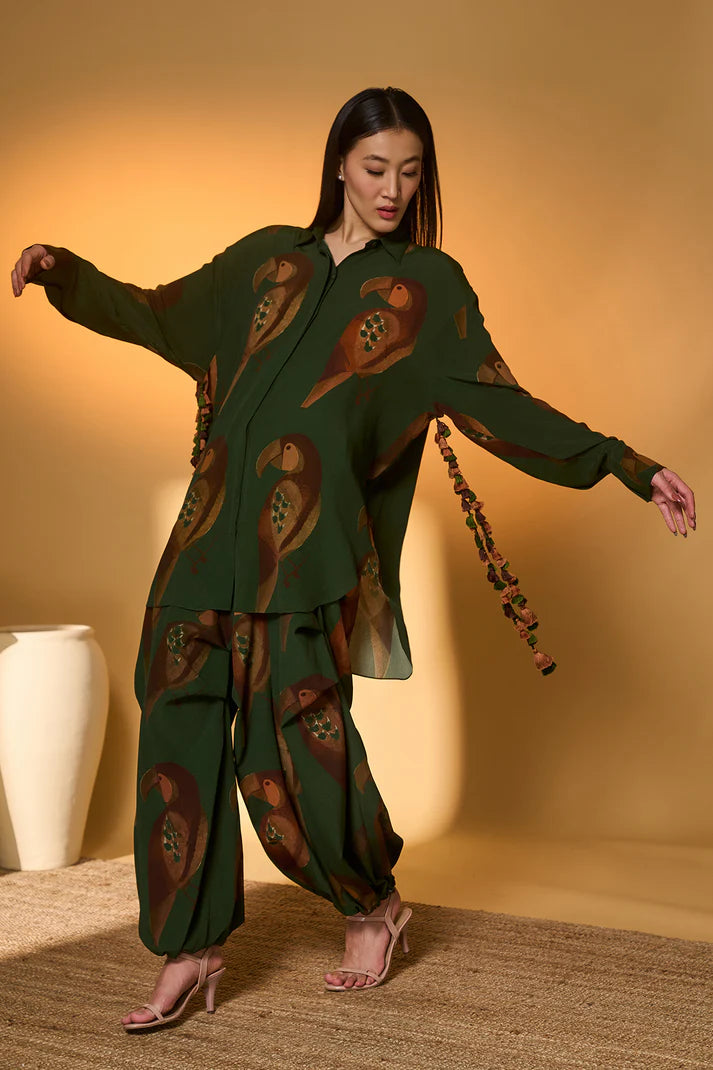Olive Chirpy Chase Co-Ord Set
