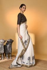 Ivory Tropical Nandi Saree