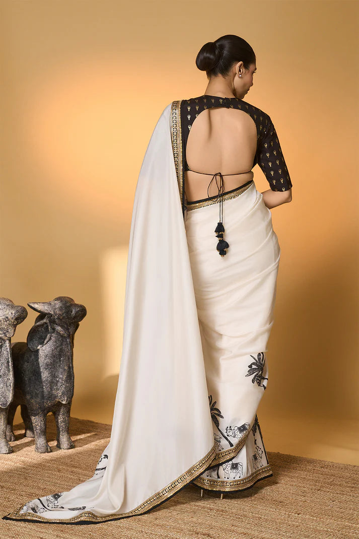 Ivory Tropical Nandi Saree